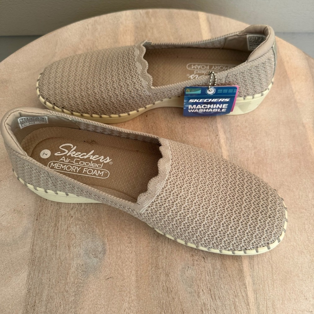 Skechers Women's Slip-On Knit Loafers in Beige - Picture 7 of 12